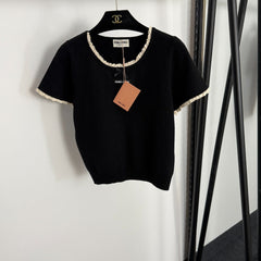 MIUMIU SHORT-SLEEVE KNIT TOP STYLE 385