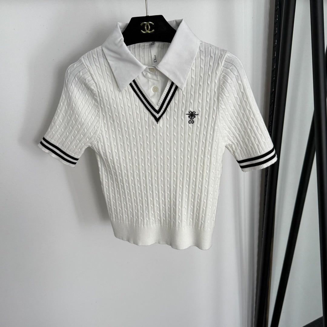 DIOR 25S SHORT-SLEEVE KNIT TOP STYLE 097