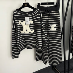CELINE 25S SWEATER AND WIDE-LEG PANTS SET 0110