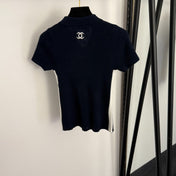 CHANEL 26S SHORT-SLEEVE KNIT POLO SHIRT 1000