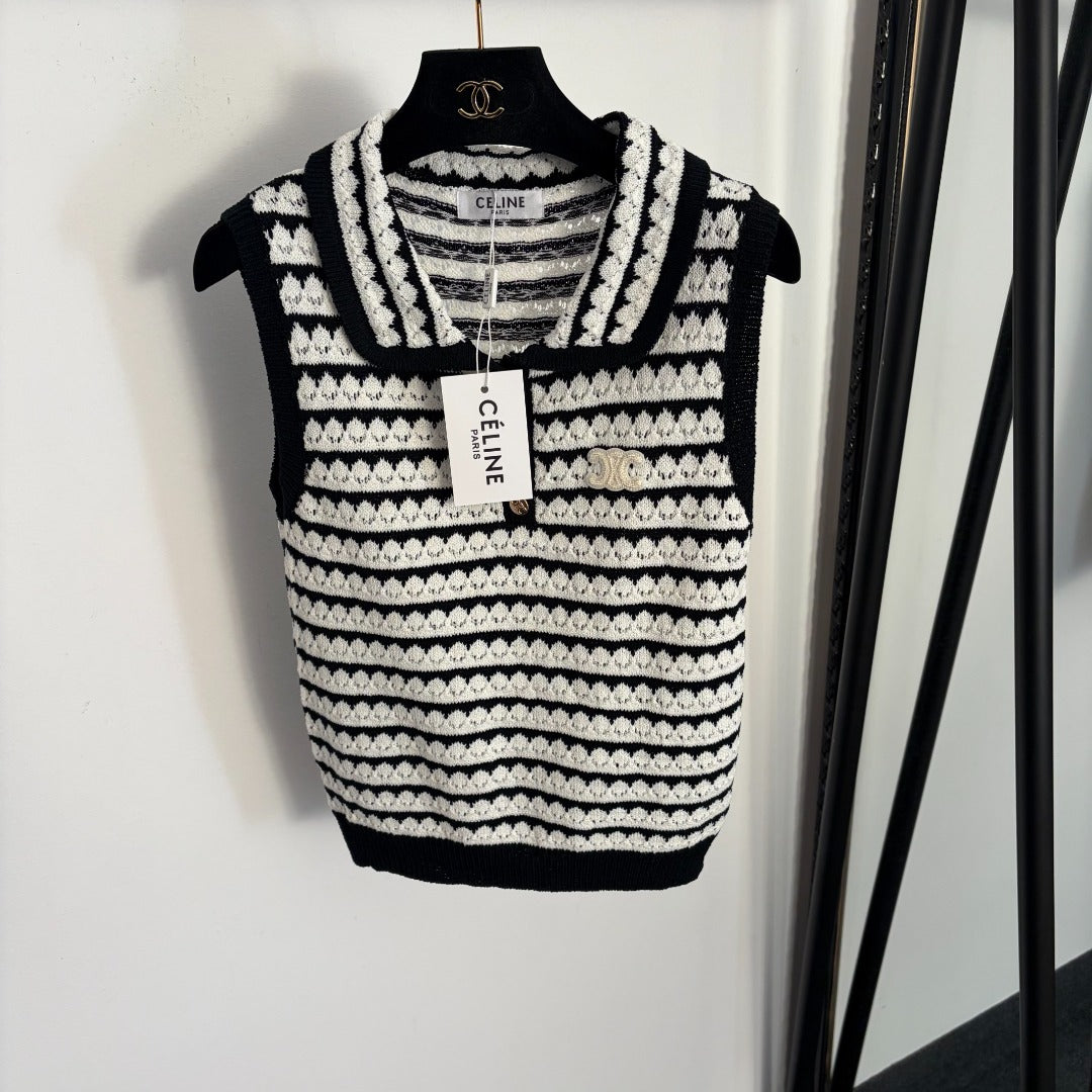 CELINE 26S LACE COLLAR KNIT VEST 134