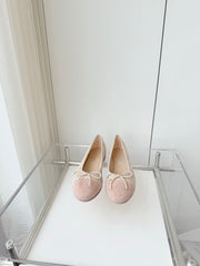 BALLET FLAT IN LIGHT PINK MIX PALE GRAY SUEDE