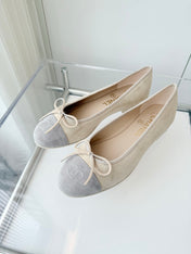 BALLET FLAT IN DOVE GRAY MIX PALE YELLOW SUEDE