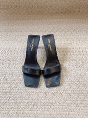 HIGH MULES WITH SQUARE TOE IN BLACK SMOOTH CALFSKIN