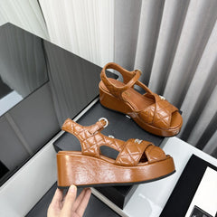 high heel sandals brown quilted lambskin 95