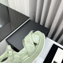 high heel sandals light green quilted lambskin 95