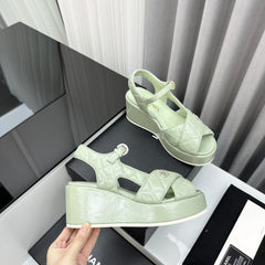 high heel sandals light green quilted lambskin 95