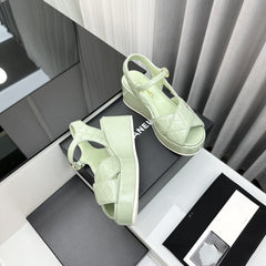 high heel sandals light green quilted lambskin 95