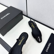 SLINGBACK BLACK TWEED AND CALFSKIN