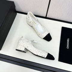 CC MARY JANE IN BLACK MIX WHITE SEQUINS AND VELVET