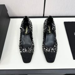 CC MARY JANE IN BLACK SEQUINS AND VELVET