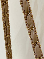 19 FLAP BAG 20 BEIGE BODIN CALFSKIN GOLD HARDWARE