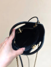 CHANEL 25S MINI SHOPPING BAG 23 IN BLACK LAMBSKIN AND SUEDE