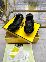 FENDI FILO BALLET IN BLACK LAMBSKIN WITH GOLD HARDWARE