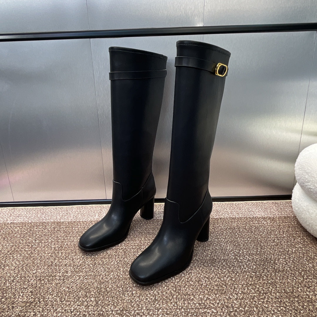 DIOR 25S D-EMPREINTE COUTURE BOOTS 90MM IN BLACK CALFSKIN