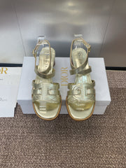 D-CLUB HIGH HEEL SLIDE 25S 55MM IN GOLD GLOSSY CALFSKIN