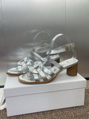 D-CLUB HIGH HEEL SLIDE 25S 55MM IN SILVER GLOSSY CALFSKIN