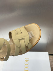 D-CLUB HIGH HEEL SLIDE 25S 55MM IN GOLDEN BEIGE CALFSKIN