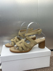 D-CLUB HIGH HEEL SLIDE 25S 55MM IN GOLDEN BEIGE CALFSKIN
