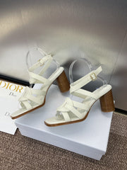 D-CLUB HIGH HEEL SLIDE 25S 80MM IN WHITE CALFSKIN