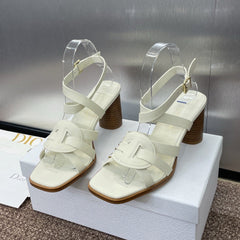 D-CLUB HIGH HEEL SLIDE 25S 80MM IN WHITE CALFSKIN