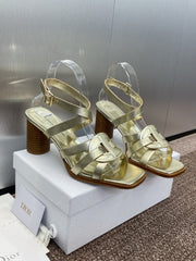 D-CLUB HIGH HEEL SLIDE 25S 80MM IN GOLD GLOSSY CALFSKIN