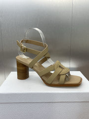 D-CLUB HIGH HEEL SLIDE 25S 80MM IN GOLDEN BEIGE CALFSKIN