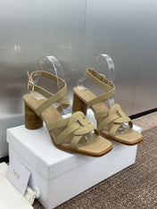 D-CLUB HIGH HEEL SLIDE 25S 80MM IN GOLDEN BEIGE CALFSKIN