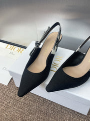 J'ADIOR SLINGBACK 25S PUMP 65MM IN BLACK QUAKE OBLIQUE EMBROIDERED FABRIC