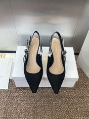 J'ADIOR SLINGBACK 25S PUMP 65MM IN BLACK QUAKE OBLIQUE EMBROIDERED FABRIC