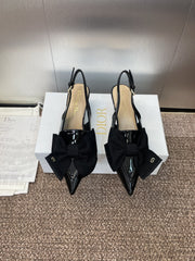 DIOR 25S SLINGBACK PUMP 55MM IN BLACK PATENT CALFSKIN AND GROSGRAIN