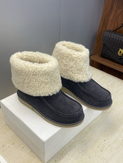 CHLOÉ 26S SHEARLING BOOTS IN CHARCOAL GREY SUEDE