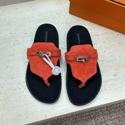 HM 26S EMPIRE SANDAL IN CORAL ORANGE SUEDE SILVER HARDWARE