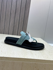 HM 26S EMPIRE SANDAL IN DUSTY SKY BLUE SUEDE SILVER HARDWARE