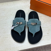 HM 26S EMPIRE SANDAL IN DUSTY SKY BLUE SUEDE SILVER HARDWARE
