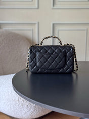 CHANEL 25S FLAP BAG 20 CM IN BLACK CAVIAR LEATHER WITH GOLD HARDWARE