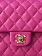CHANEL 25S CLASSIC FLAP BAG 25 CM IN PINK LAMBSKIN WITH GOLD HARDWARE