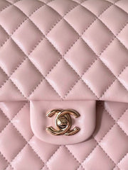 CHANEL 25S CLASSIC FLAP BAG 25 CM IN LIGHT PINK LAMBSKIN WITH GOLD HARDWARE