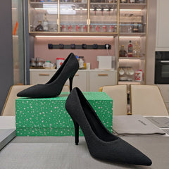 HIGH HEEL PUMPS 90MM IN BLACK WOOL