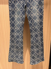 CC Diamond Double C Print Flared Jeans Blue Cotton