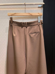 Loewe Pleated Wide Leg Pants Brown Cotton