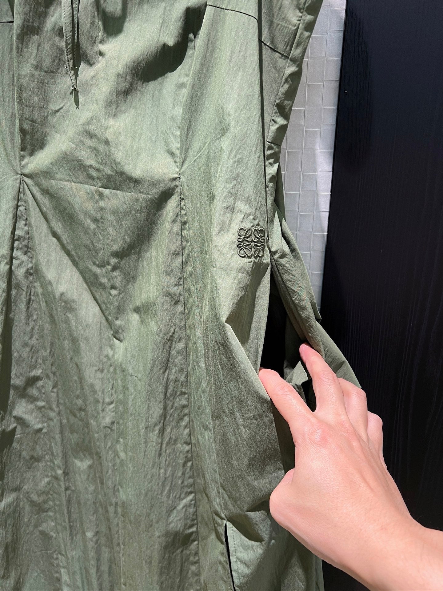 Loewe Lace-up Vest Dress Green Cotton