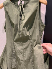 Loewe Lace-up Vest Dress Green Cotton