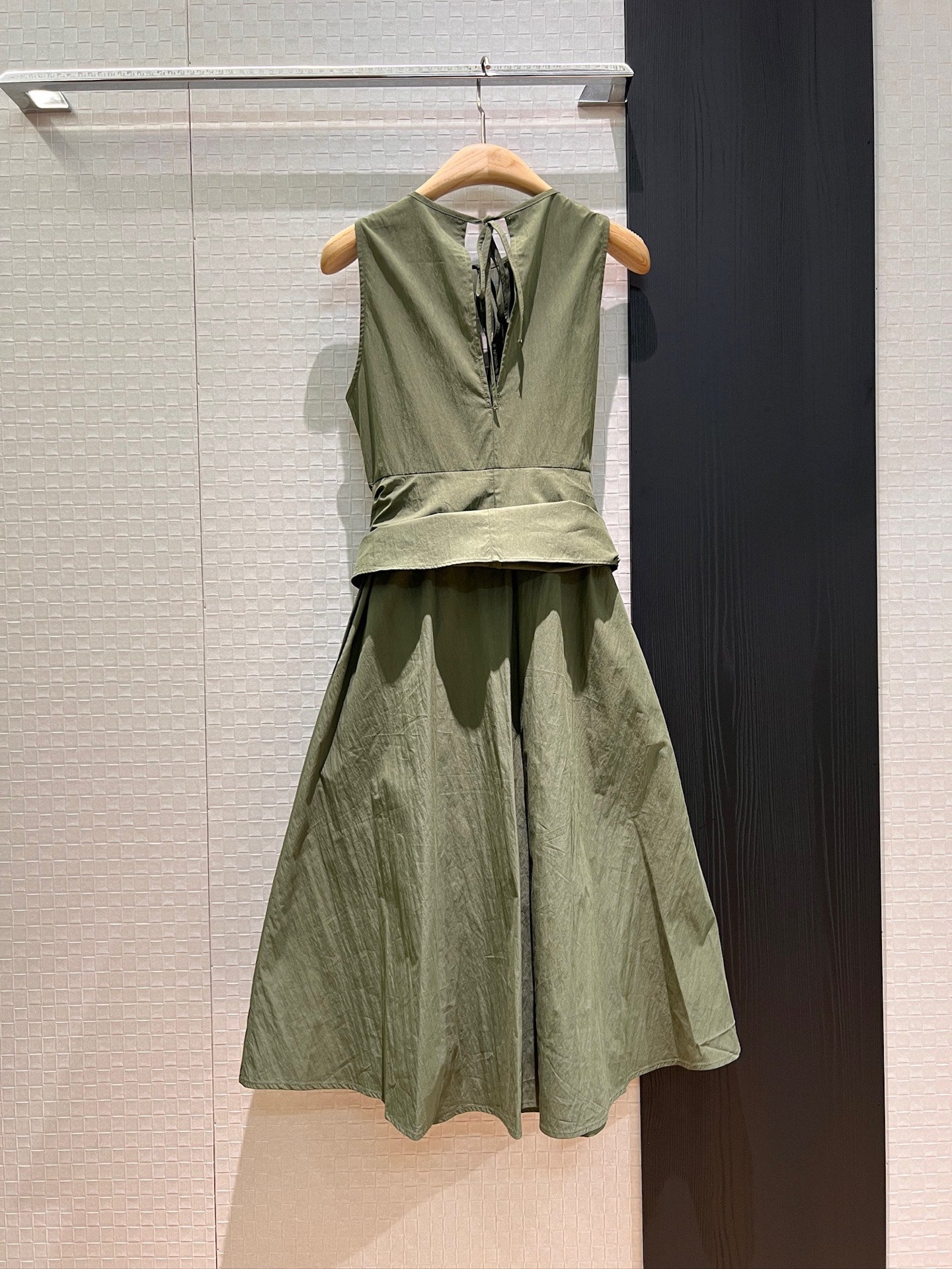 Loewe Lace-up Vest Dress Green Cotton