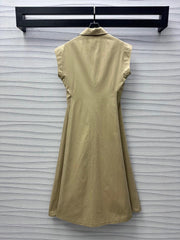 CD Mid-Length Dress Olive Cotton Gabardine