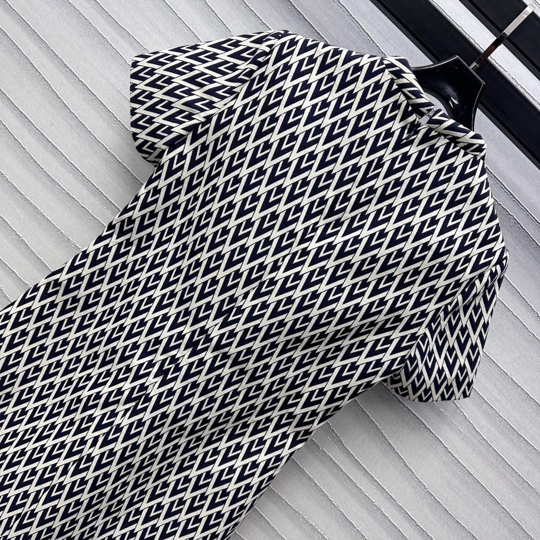 Valentino Black White Short Dress In Toute La V Jacquard