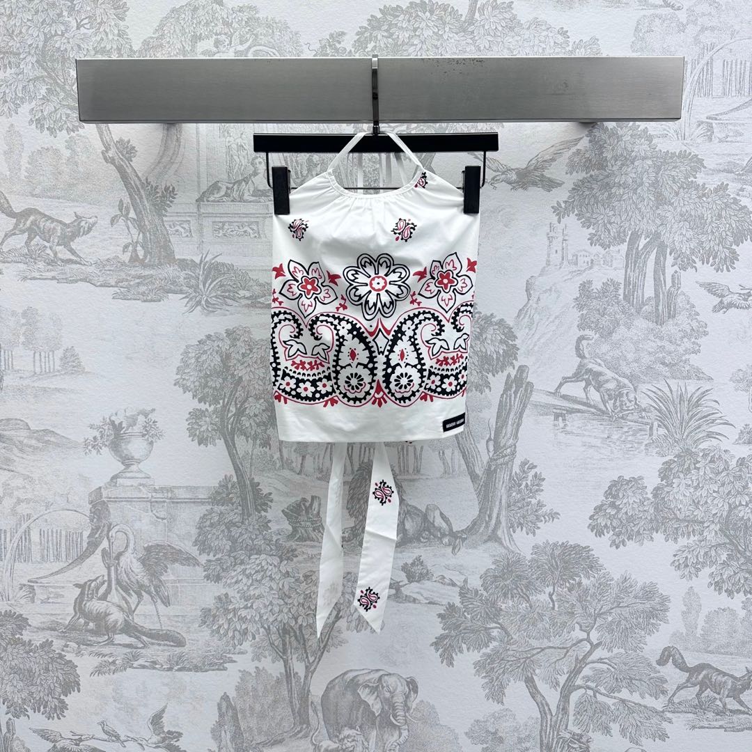 MIUMIU HALTER NECK TOP WITH PRINT 267875