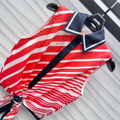 GUCCI SLEEVELESS SHIRT WITH TIED HEM IN RED