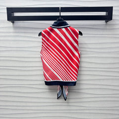 GUCCI SLEEVELESS SHIRT WITH TIED HEM IN RED