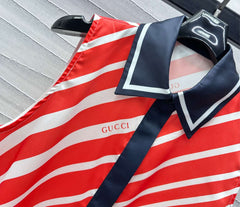 GUCCI SLEEVELESS SHIRT WITH TIED HEM IN RED